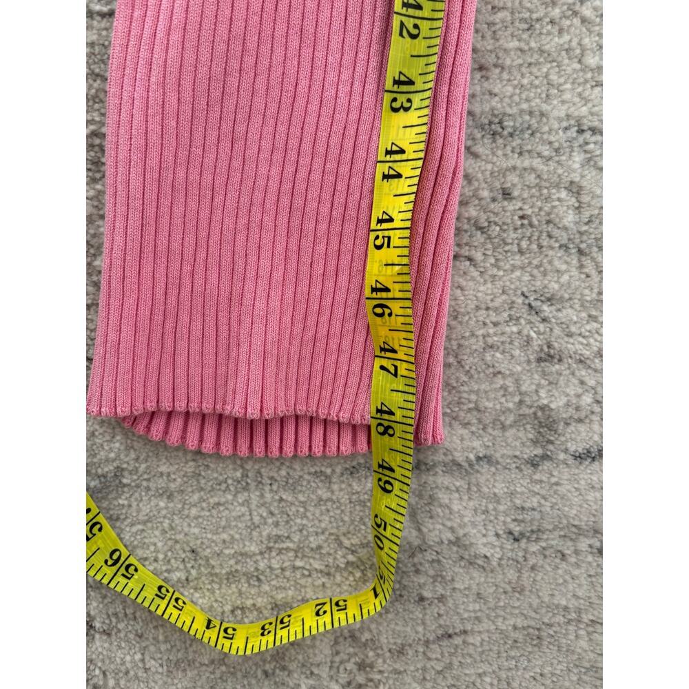Fashion Nova Pink Ribbed Bodycon Midi Dress XS Long Sleeve V Neck Stretch - Picture 7 of 7